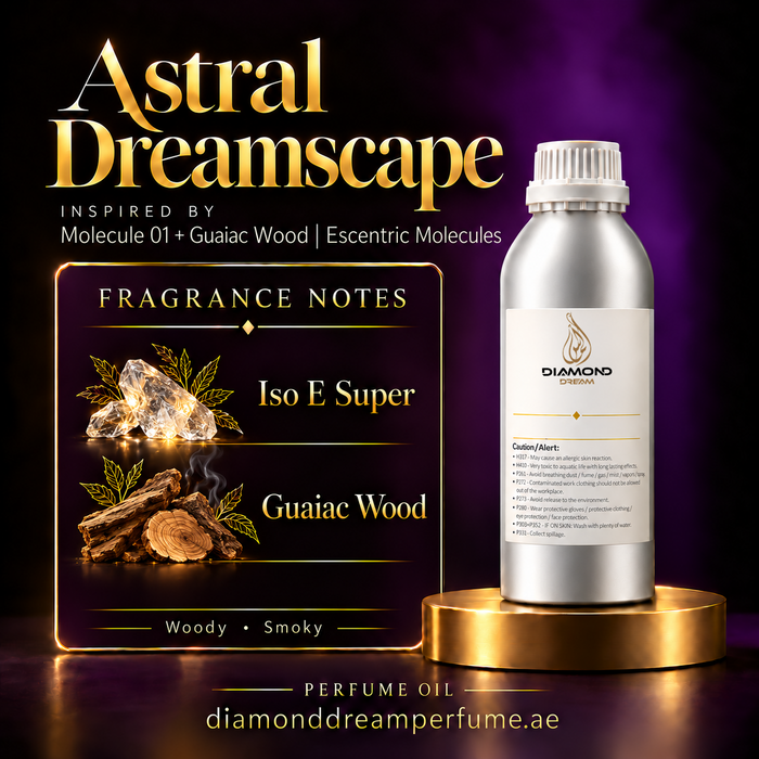 Astral Dreamscape perfume oil — inspired by Molecule 01 + Guaiac Wood | Escentric Molecules; notes: Iso E Super; Guaiac Wood.