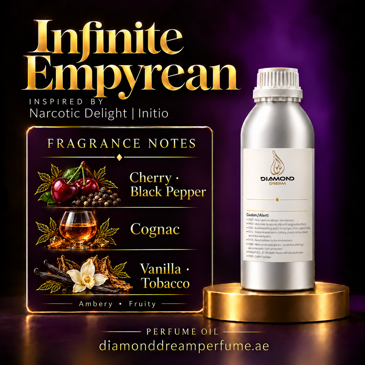 Infinite Empyrean perfume oil — inspired by Narcotic Delight | Initio; notes: Cherry · Black Pepper; Cognac; Vanilla · Tobacco.
