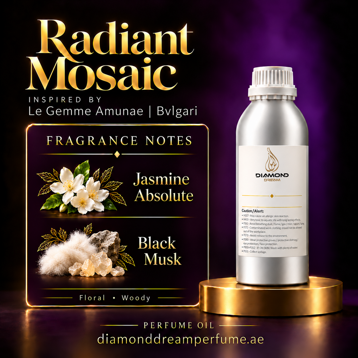 Radiant Mosaic perfume oil — inspired by Le Gemme Amunae | Bvlgari; notes: Jasmine Absolute; Black Musk.